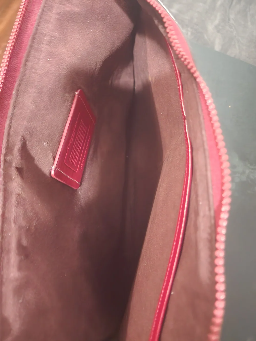 COACH Red Signature Carriage Print Laptop Bag - Picture 2 of 10